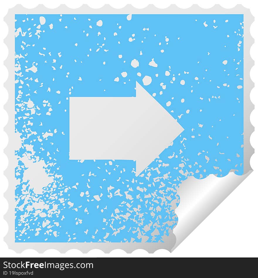 distressed square peeling sticker symbol of a arrow symbol