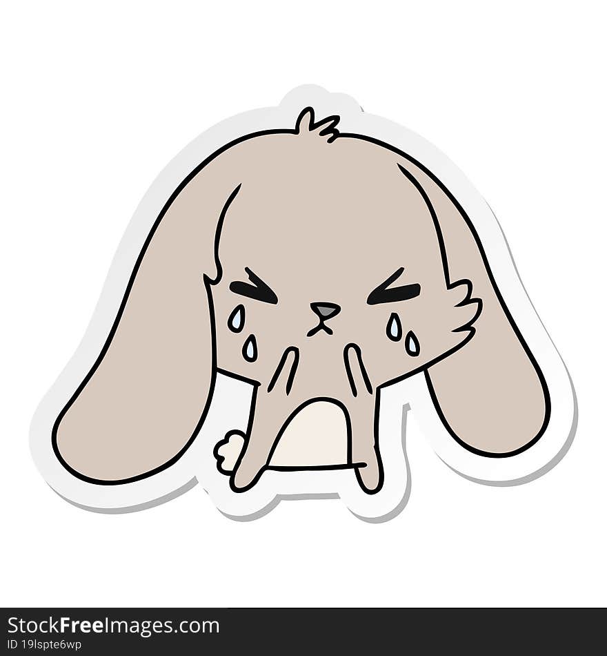 sticker cartoon of cute kawaii sad bunny