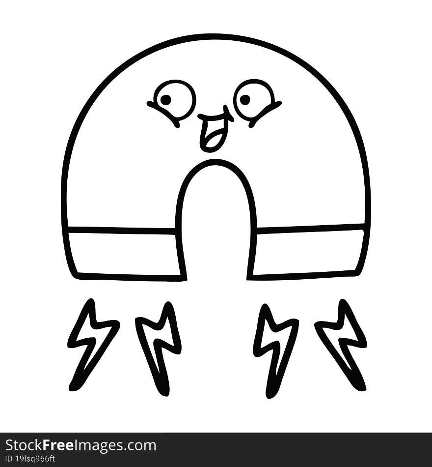 line drawing cartoon of a magnet. line drawing cartoon of a magnet