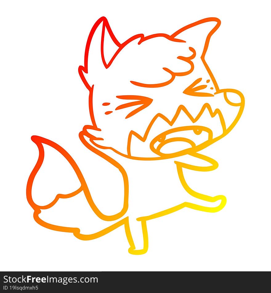 warm gradient line drawing angry cartoon fox