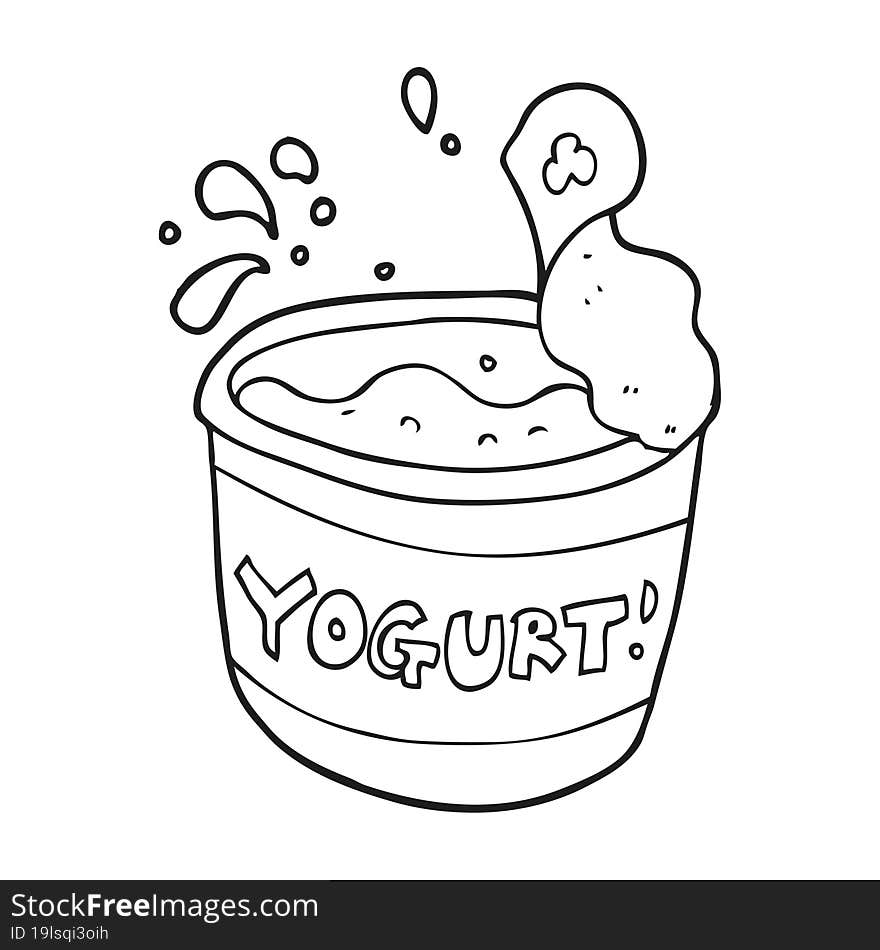 Black And White Cartoon Yogurt