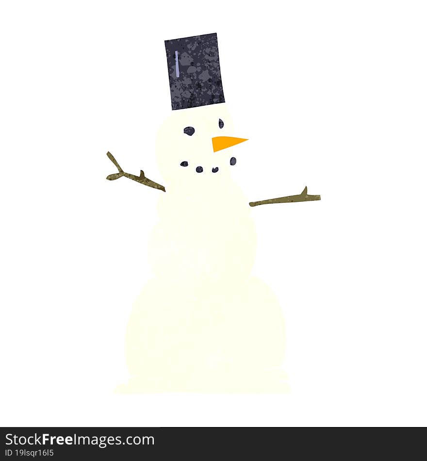 retro cartoon snowman