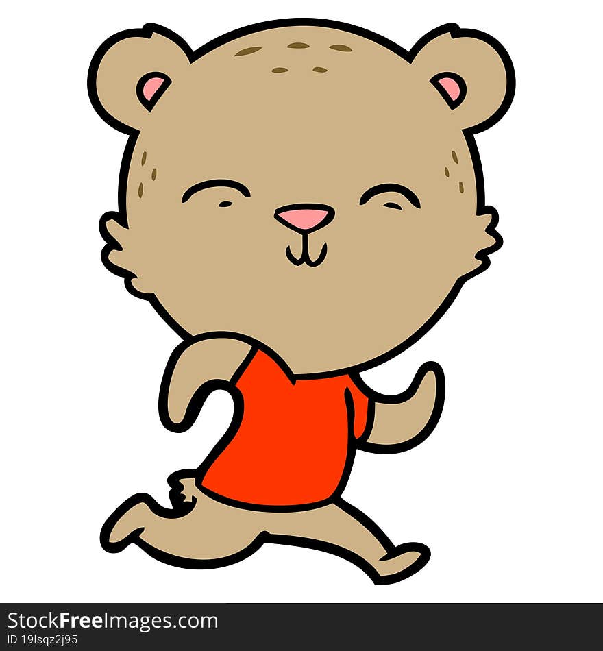 happy cartoon bear jogging. happy cartoon bear jogging