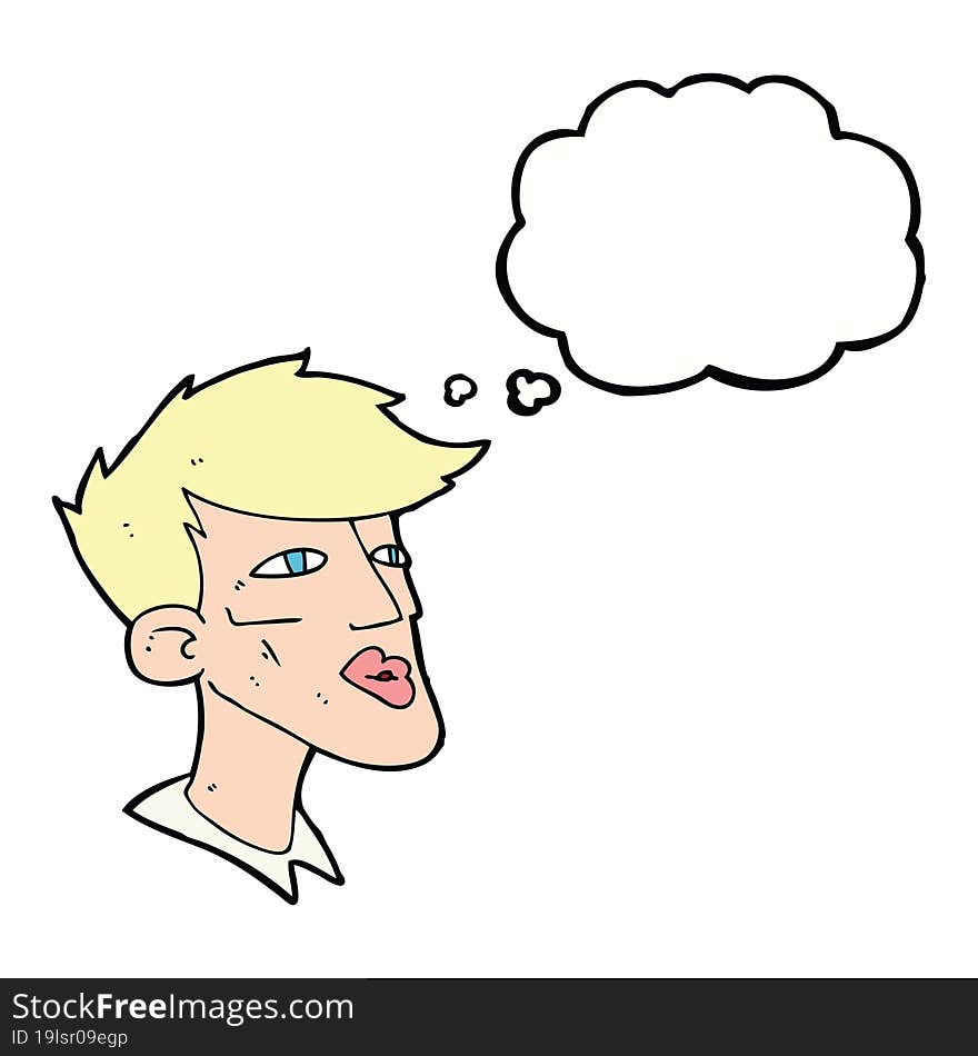 Cartoon Male Model Guy With Thought Bubble