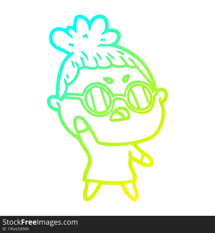 cold gradient line drawing cartoon annoyed woman