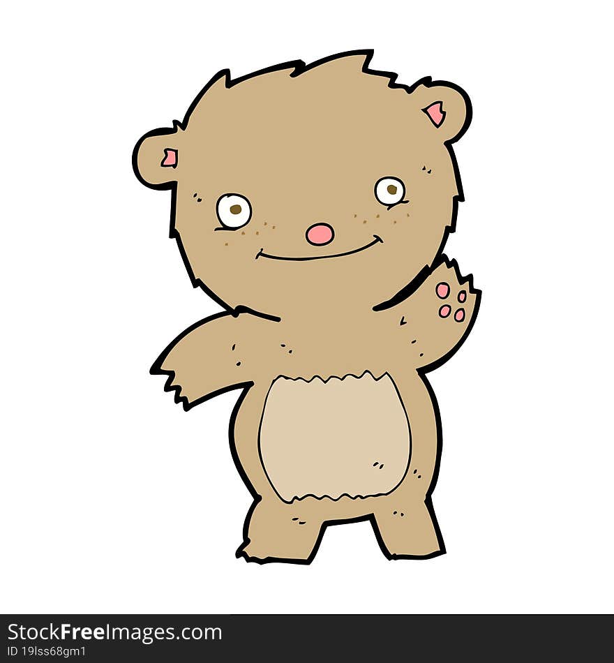 Cartoon Waving Teddy Bear