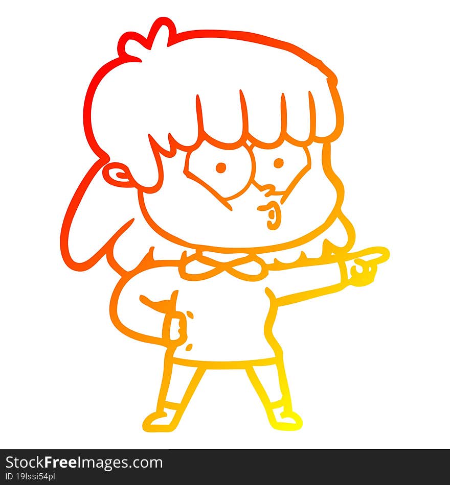 warm gradient line drawing cartoon whistling girl