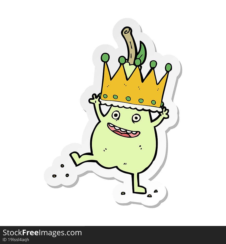 sticker of a caroon pear wearing crown