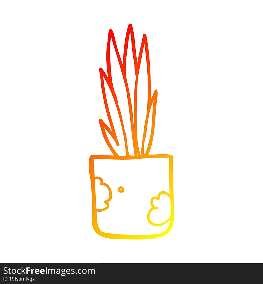 Warm Gradient Line Drawing Cartoon House Plant