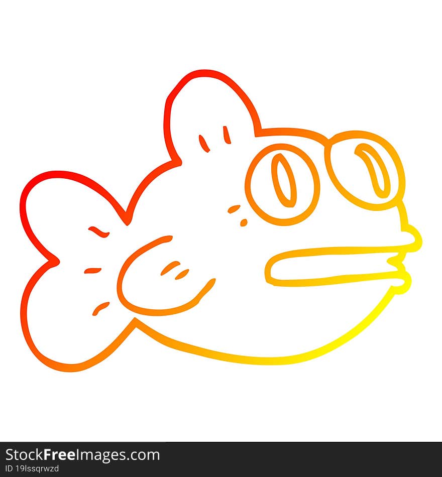 warm gradient line drawing cartoon fish