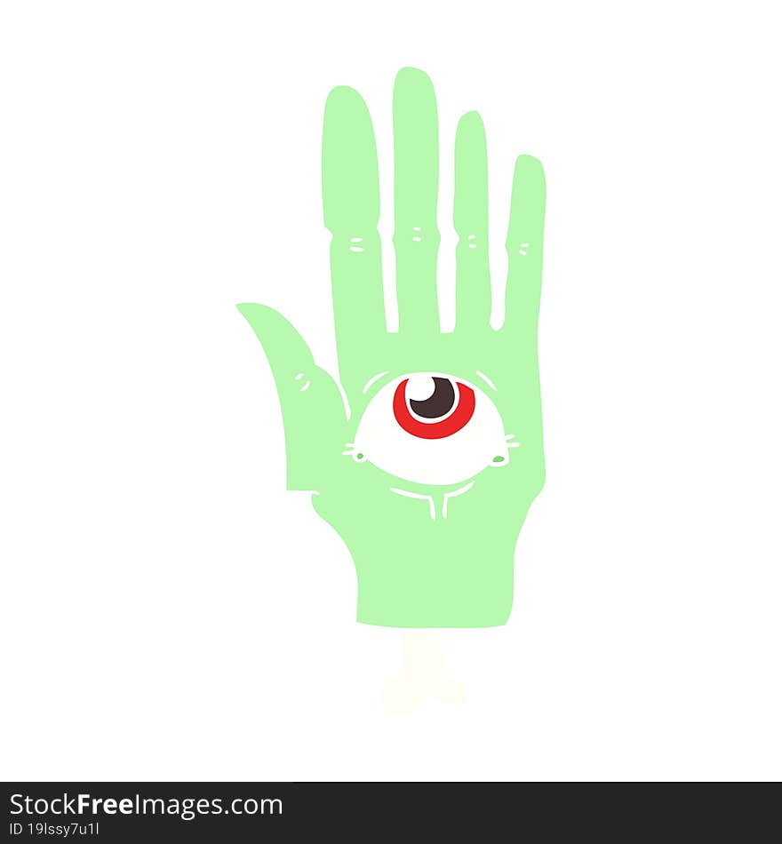 flat color illustration of spooky eye hand. flat color illustration of spooky eye hand