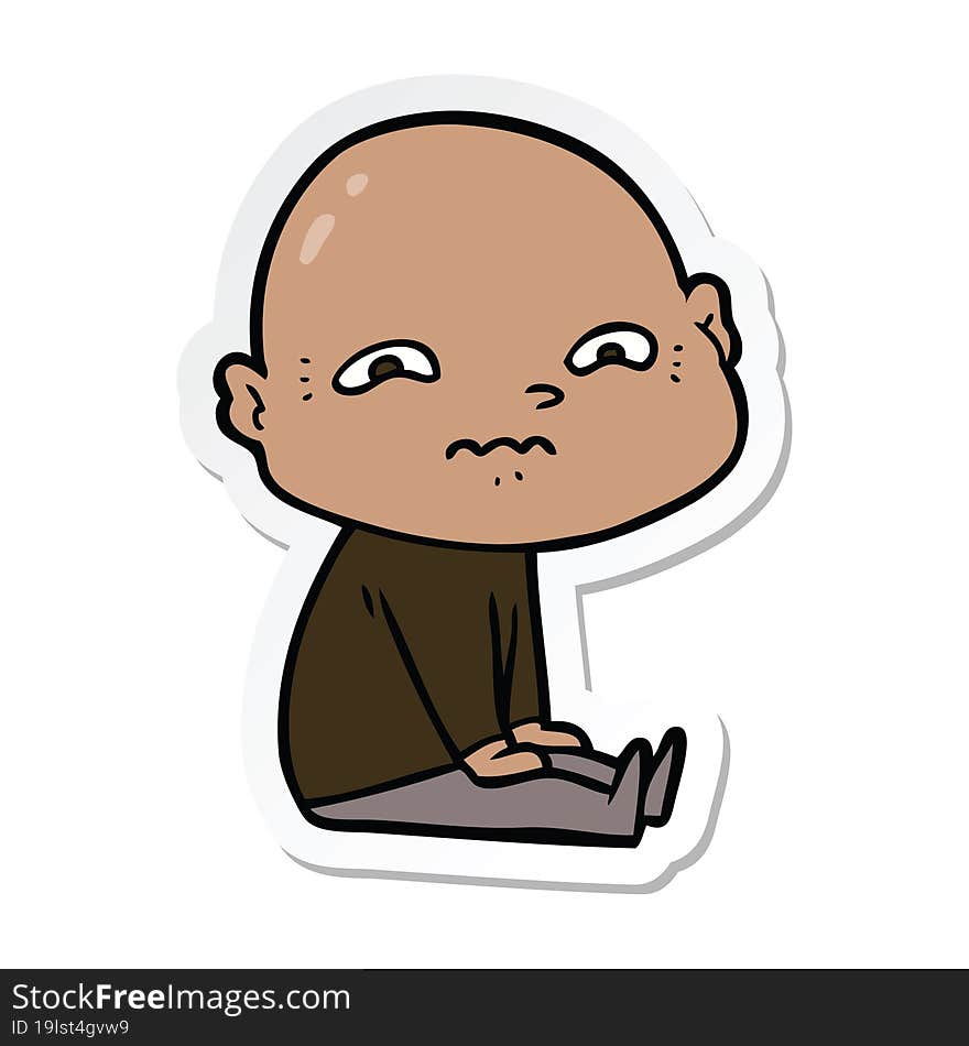 sticker of a cartoon nervous man