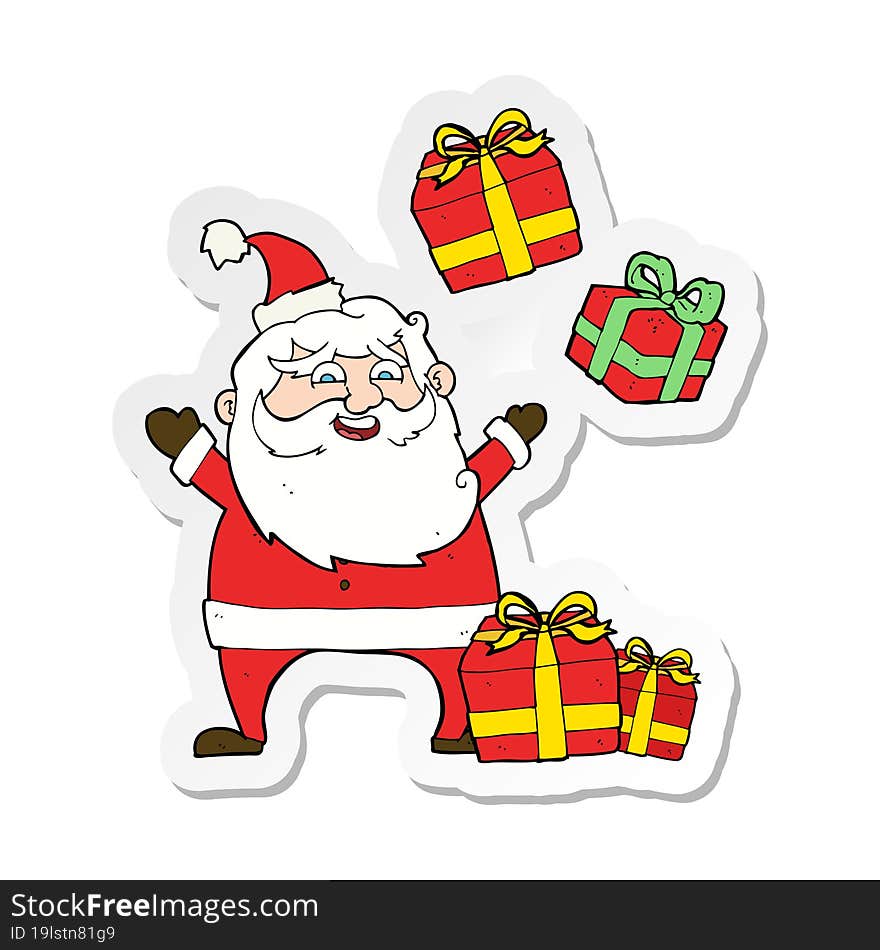 sticker of a cartoon santa claus