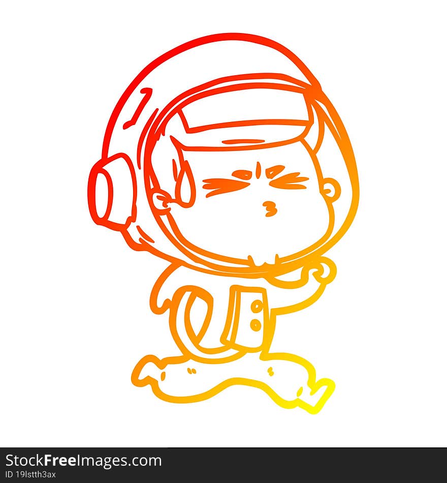 warm gradient line drawing cartoon stressed astronaut