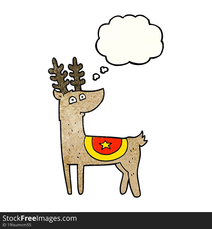 thought bubble textured cartoon reindeer