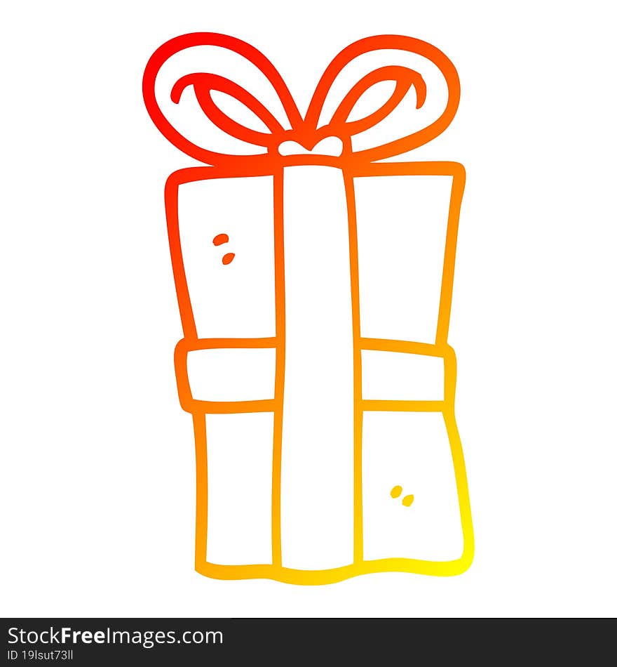 warm gradient line drawing cartoon christmas present