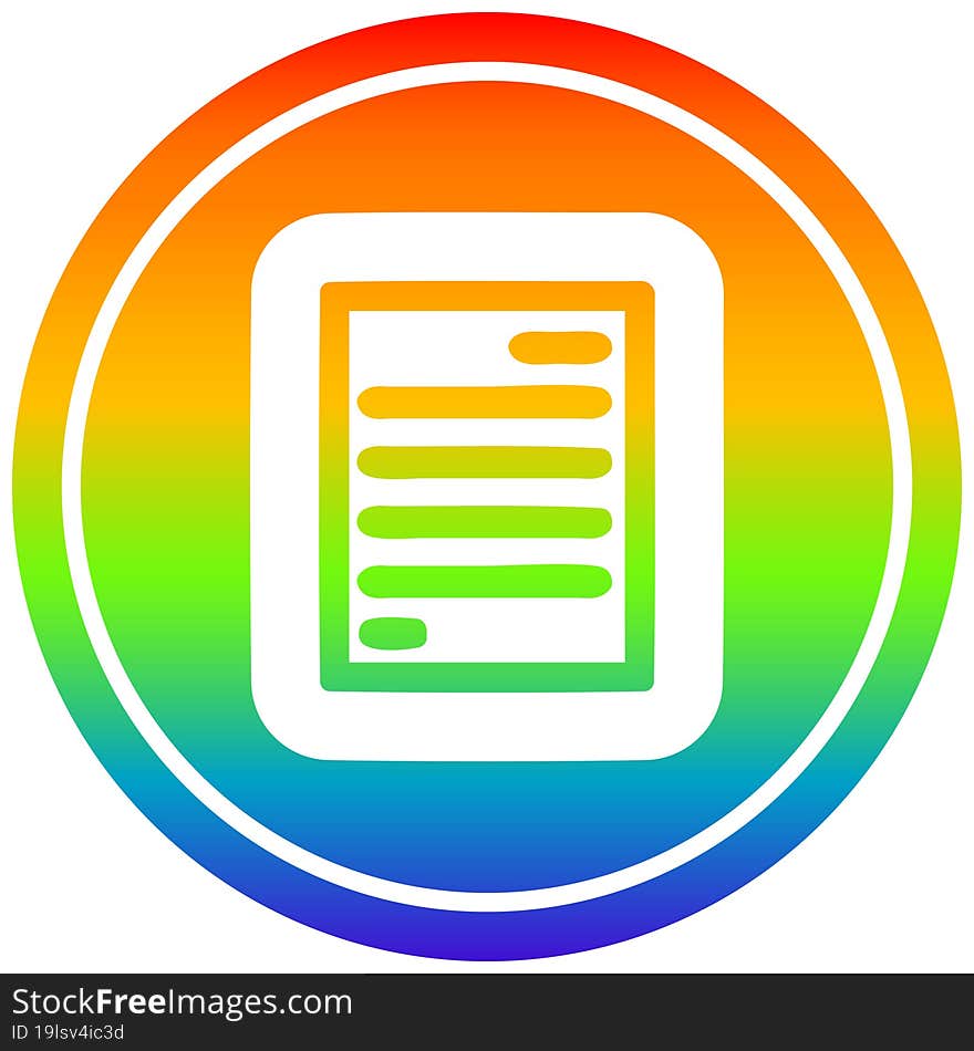 official document circular in rainbow spectrum