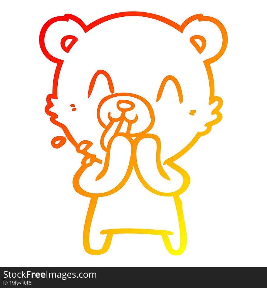 warm gradient line drawing rude cartoon bear