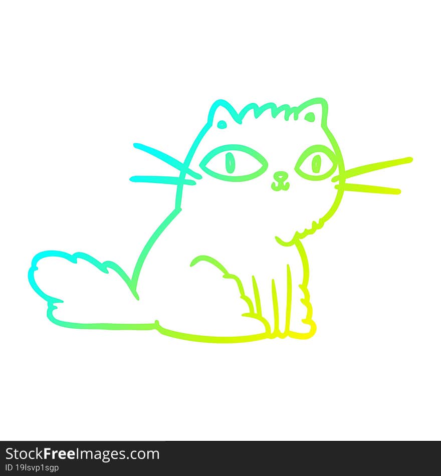 cold gradient line drawing of a cat looking right at you