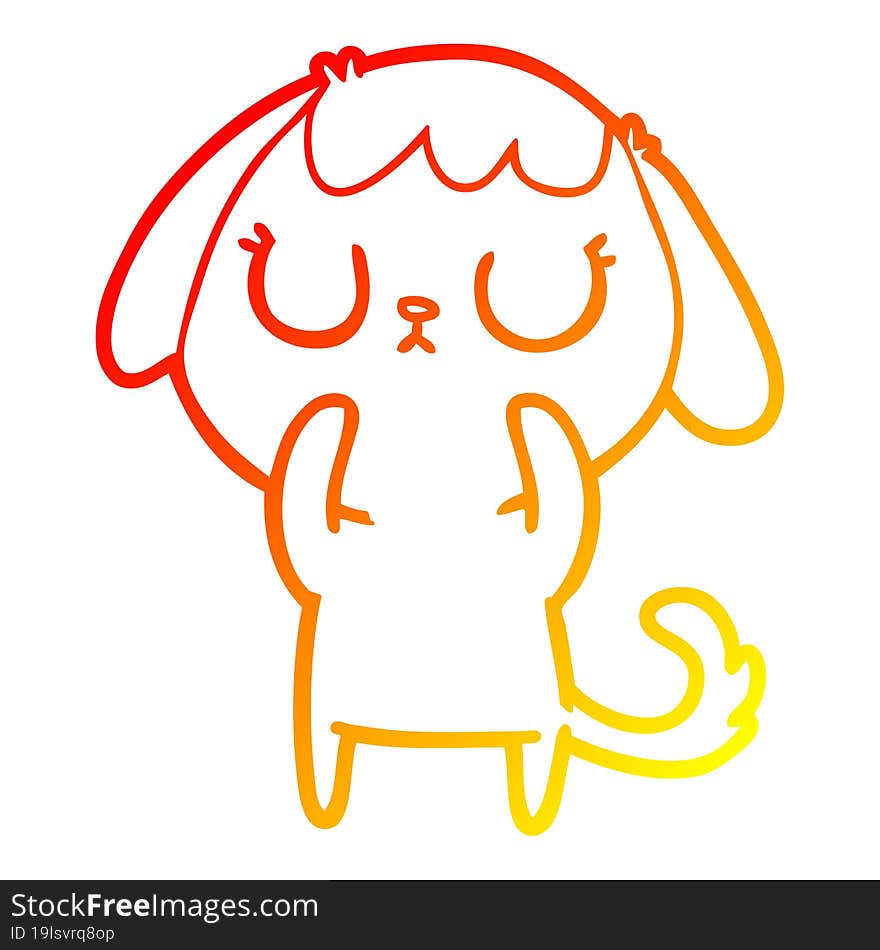 warm gradient line drawing of a cute cartoon dog