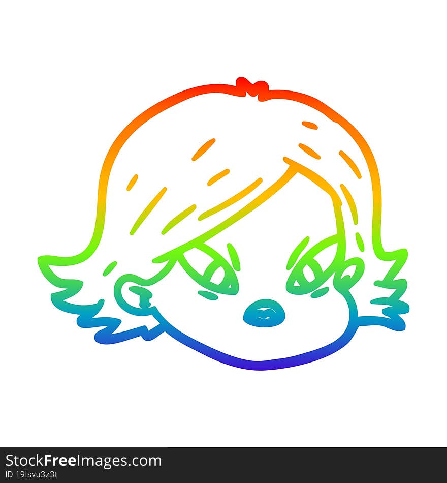 rainbow gradient line drawing cartoon female face