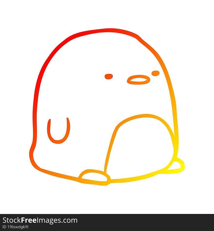 warm gradient line drawing cute penguin