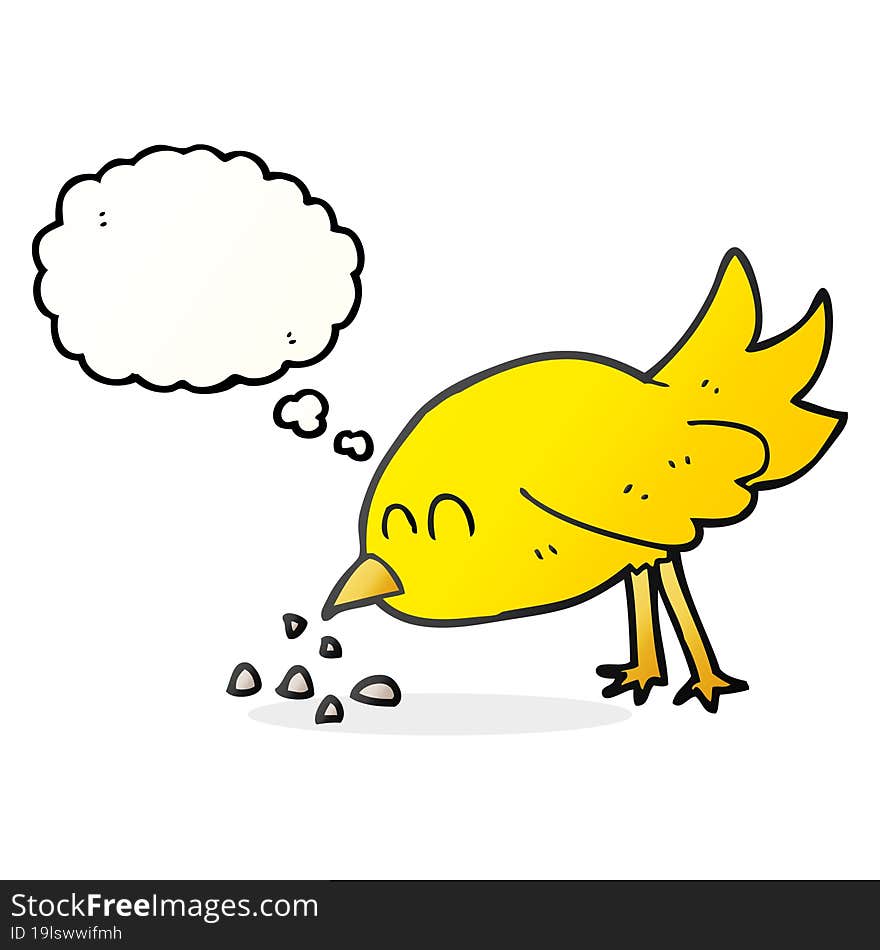 thought bubble cartoon bird pecking seeds