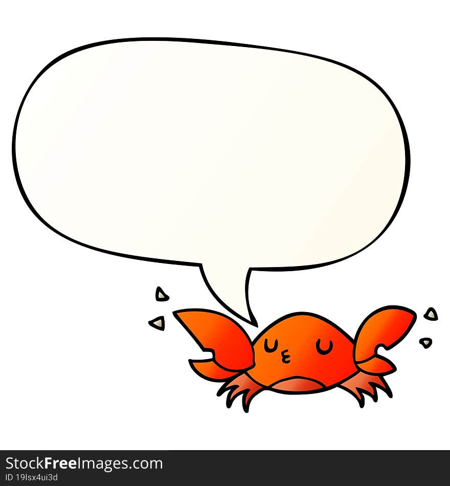 cartoon crab and speech bubble in smooth gradient style