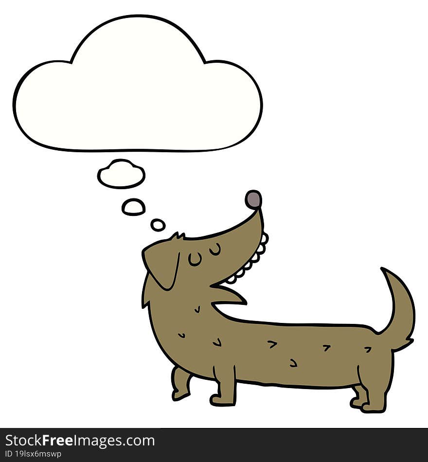 cartoon dog with thought bubble. cartoon dog with thought bubble