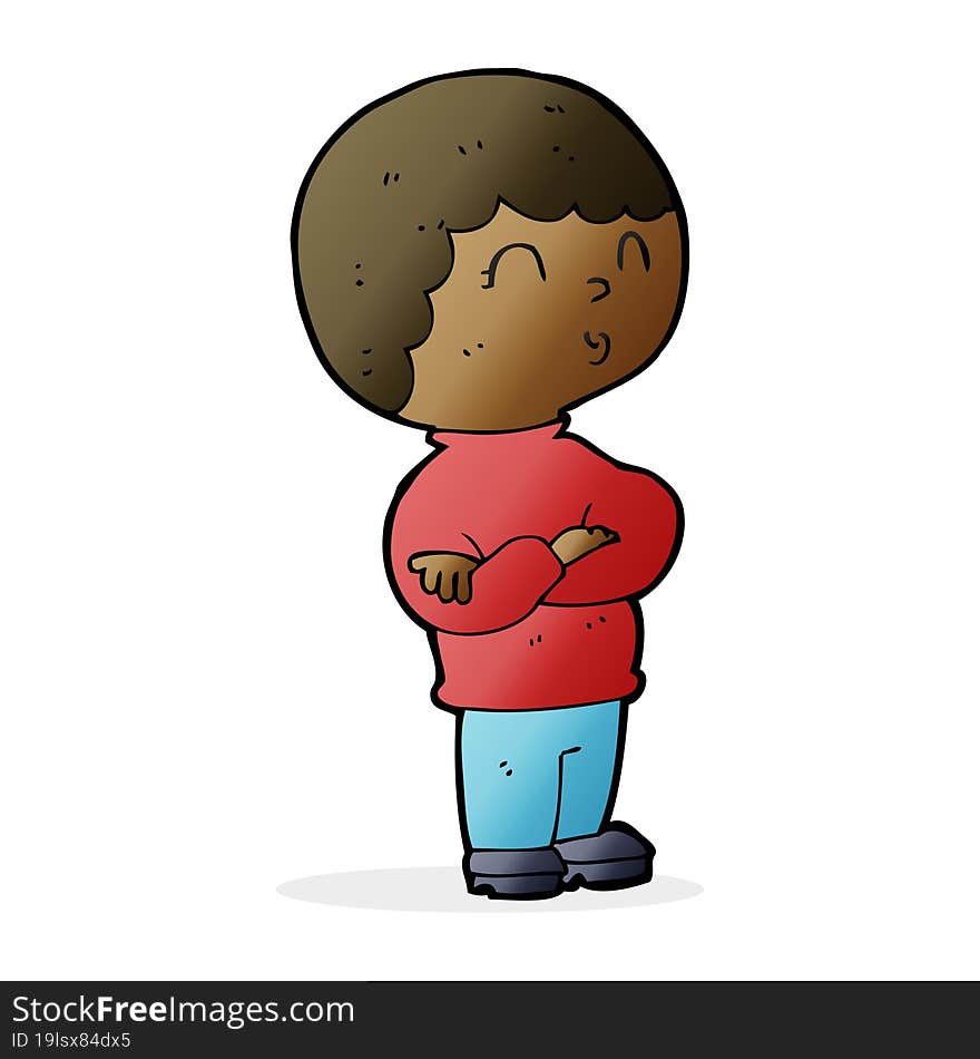 cartoon boy with folded arms