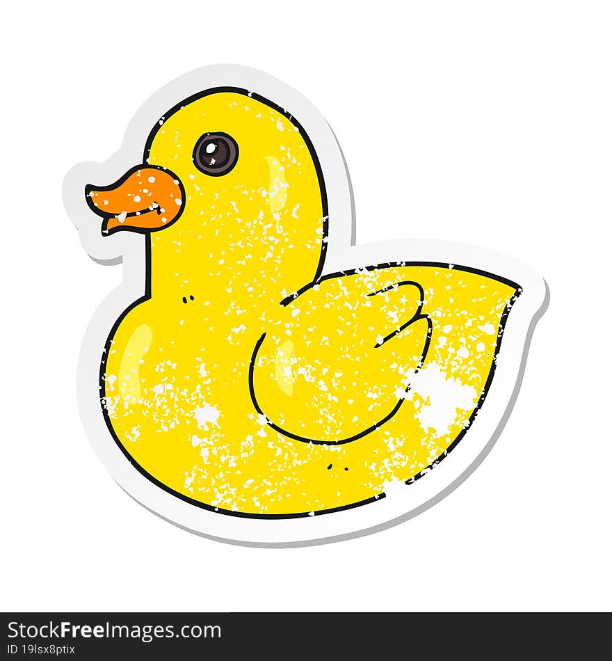 retro distressed sticker of a cartoon rubber duck