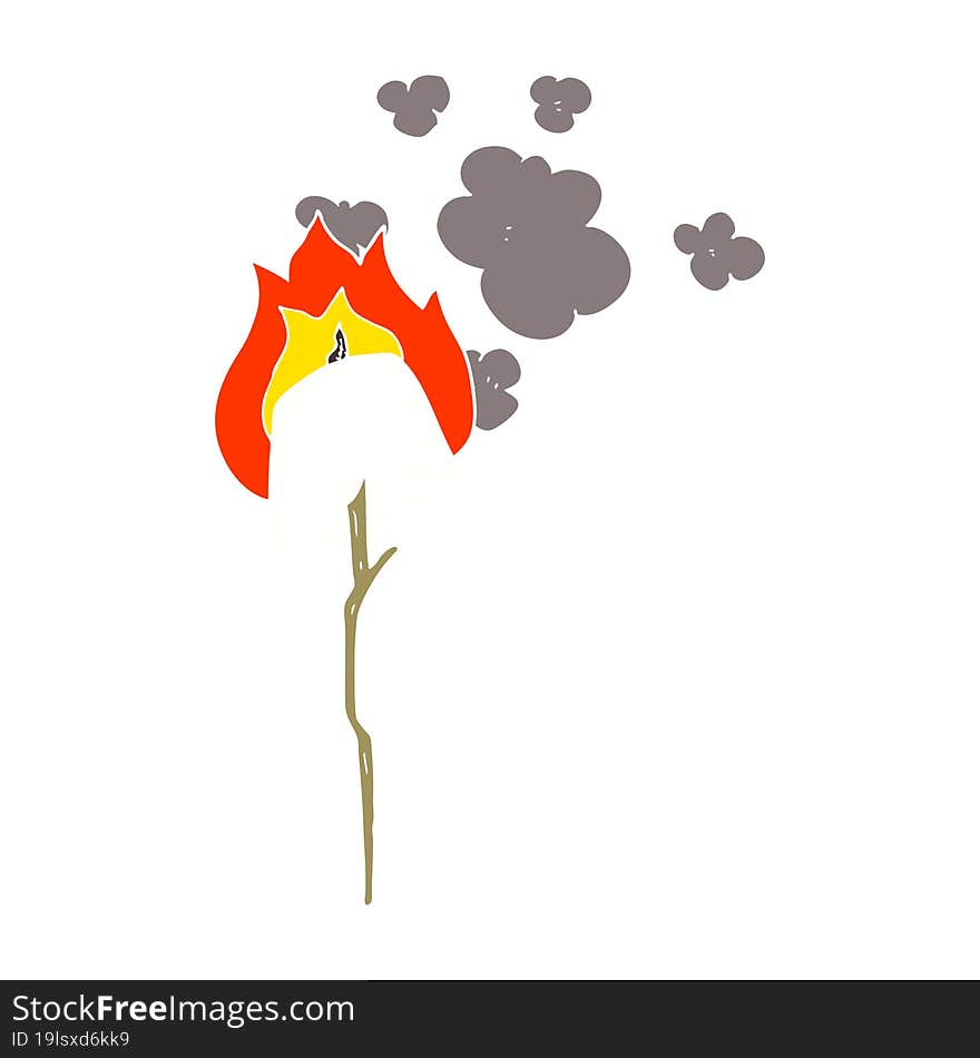 Flat Color Illustration Of A Cartoon Toasted Marshmallow