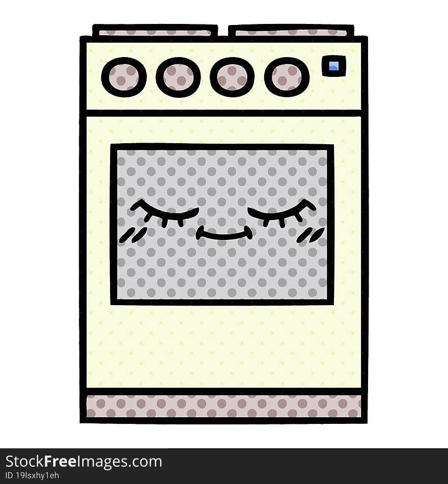 comic book style cartoon kitchen oven