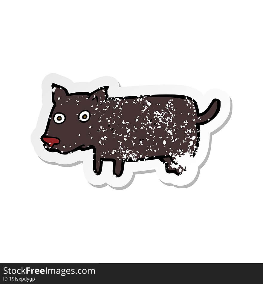 retro distressed sticker of a cartoon little dog