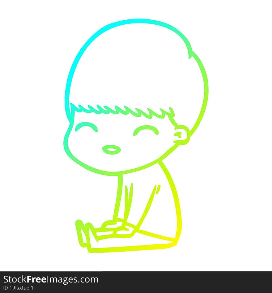 cold gradient line drawing happy cartoon boy