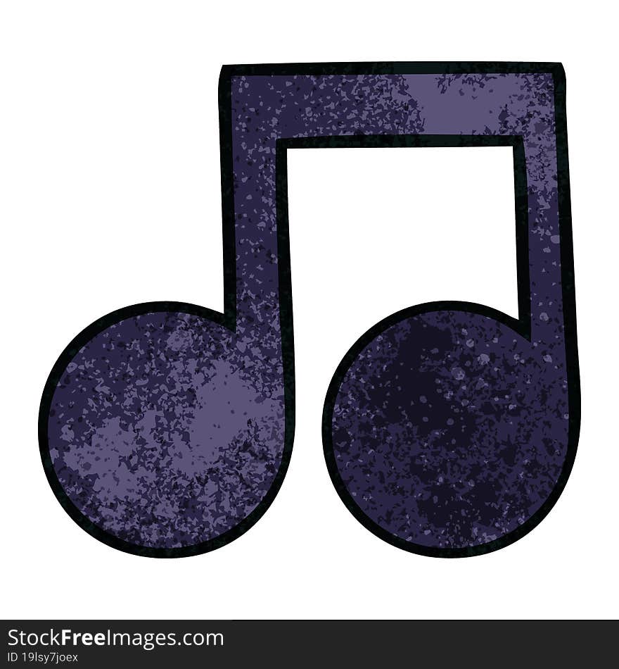 Retro Grunge Texture Cartoon Musical Note