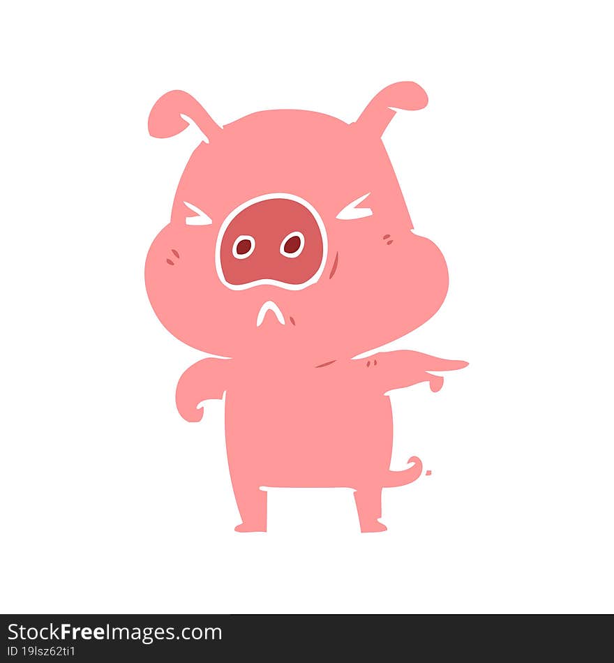 flat color style cartoon angry pig pointing