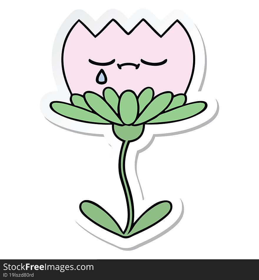 Sticker Of A Cute Cartoon Flower