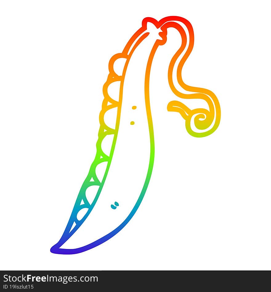 rainbow gradient line drawing of a cartoon peas in pod