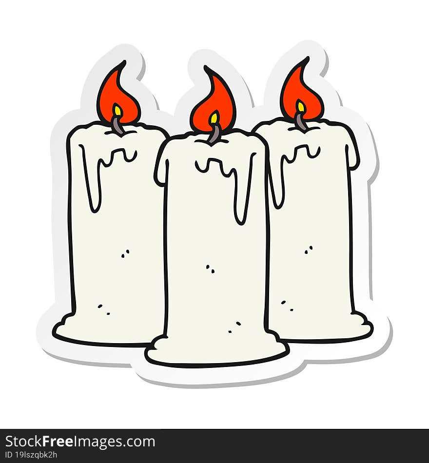 sticker of a cartoon burning candles