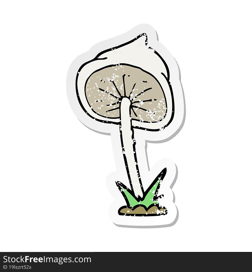 retro distressed sticker of a cartoon mushroom