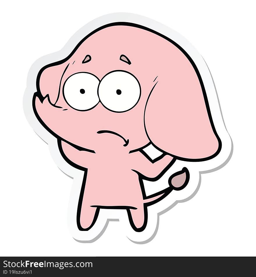 sticker of a cartoon unsure elephant