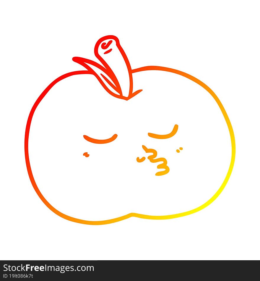 Warm Gradient Line Drawing Cartoon High Quality Apple