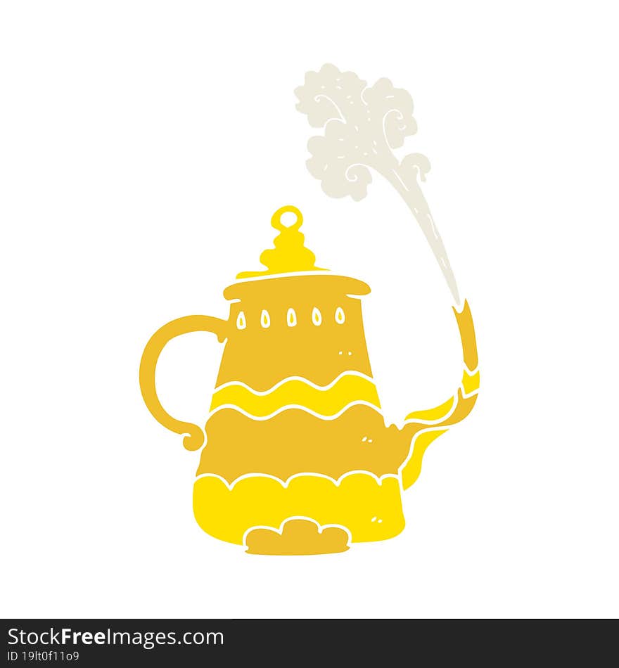 flat color illustration of a cartoon fancy coffee pot