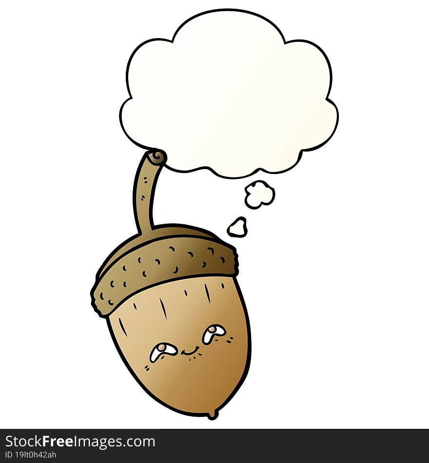 Cartoon Acorn And Thought Bubble In Smooth Gradient Style