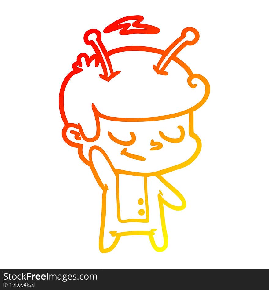 warm gradient line drawing friendly cartoon spaceman