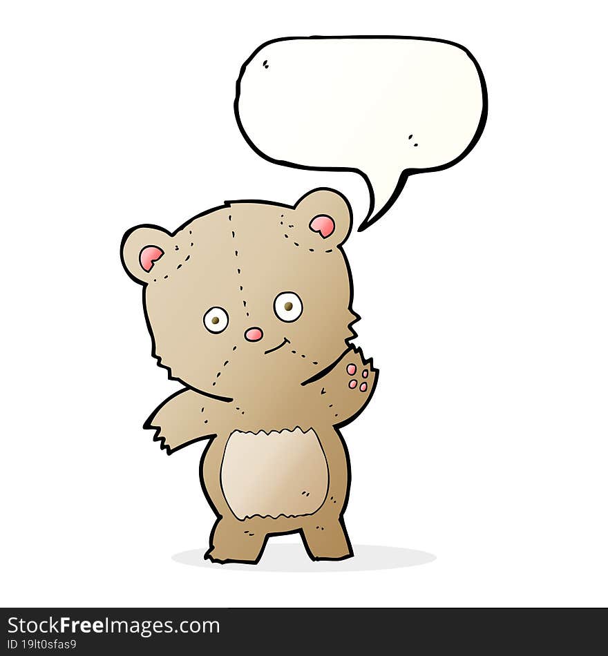 Cartoon Teddy Bear With Speech Bubble