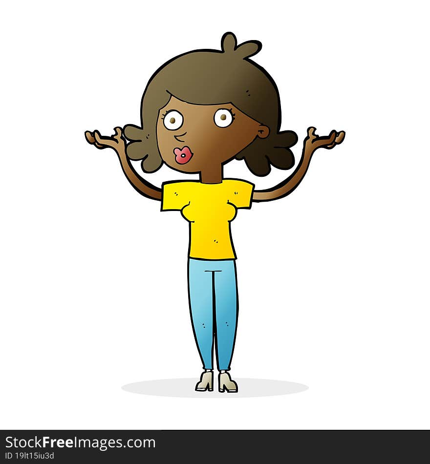 cartoon woman throwing arms in air