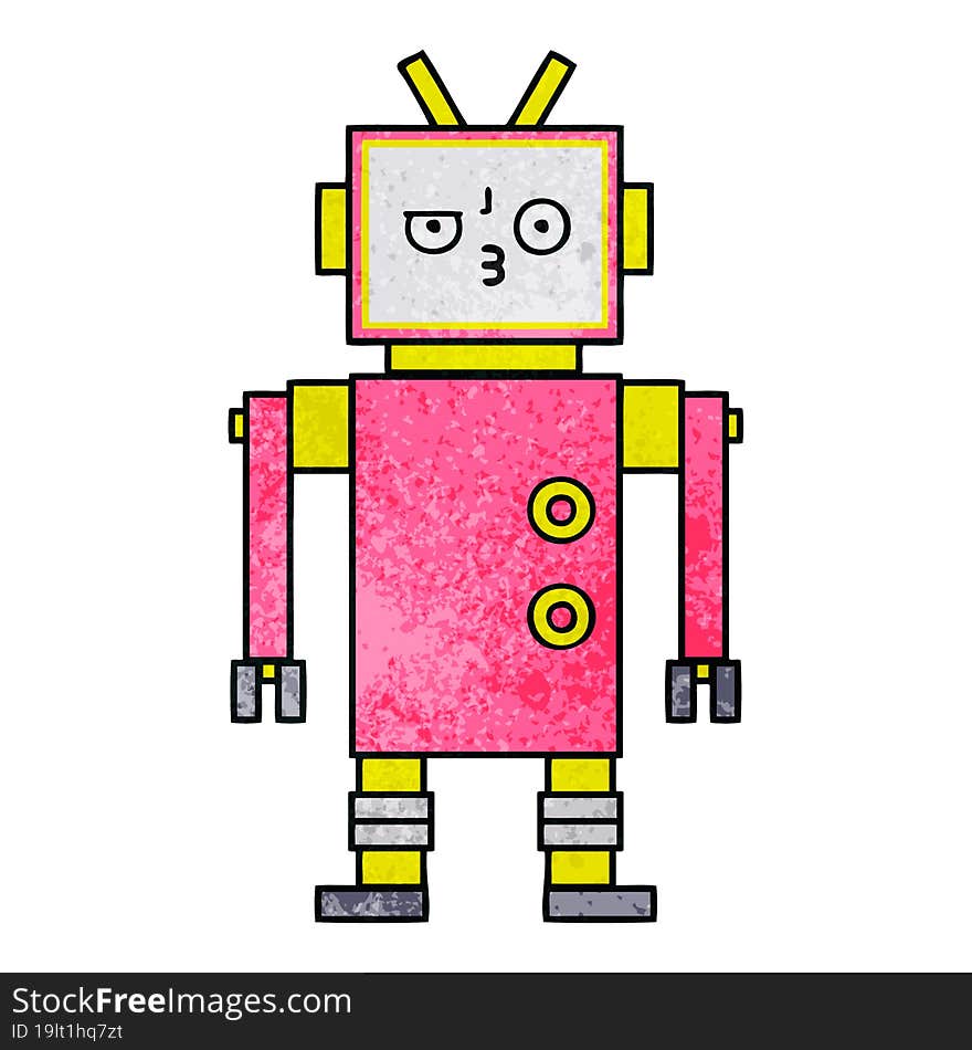 Retro Grunge Texture Cartoon Robot