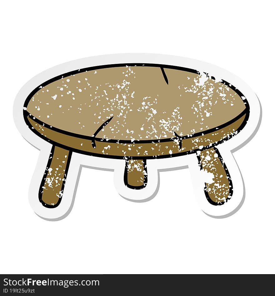 distressed sticker cartoon doodle of a wooden stool